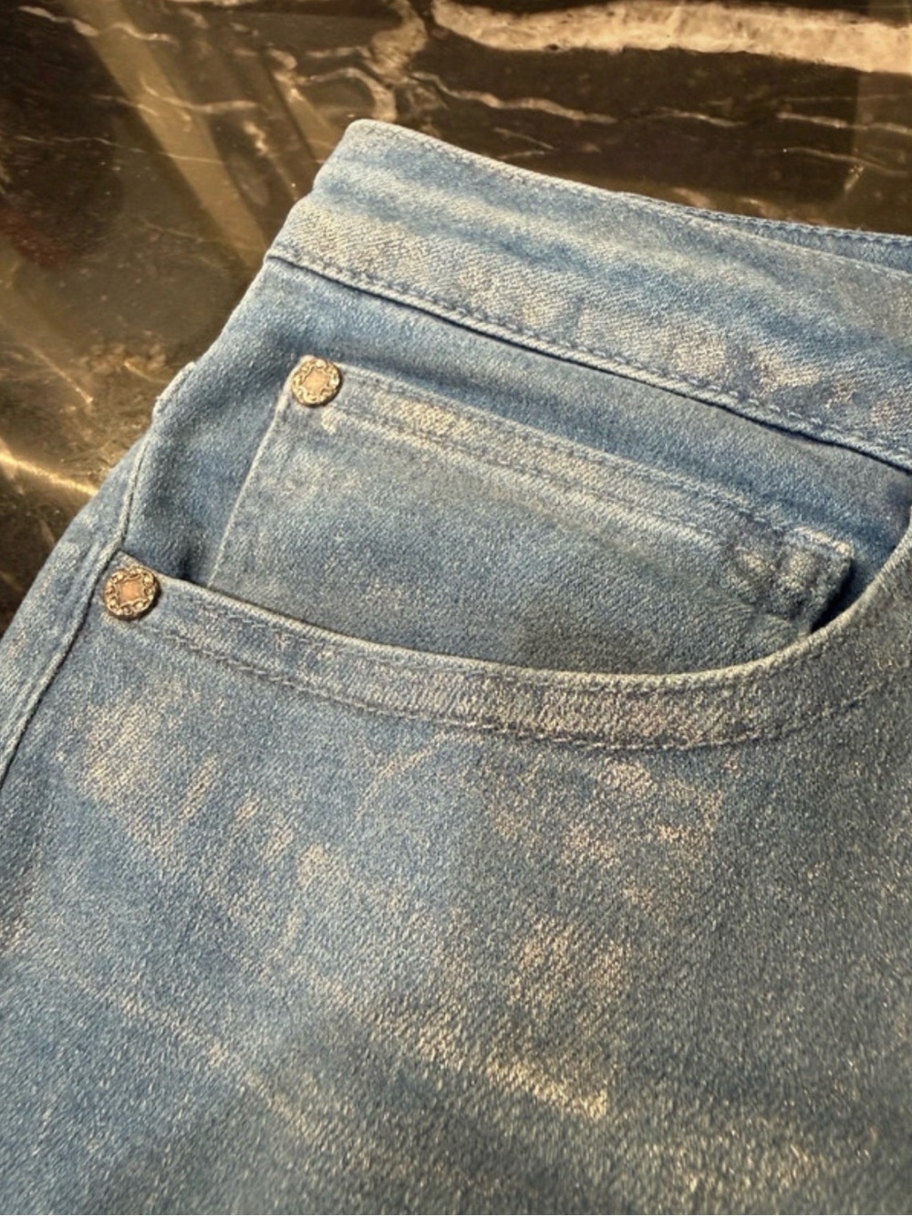 Soft Surroundings Light Blue Silver Washed Jeans 14